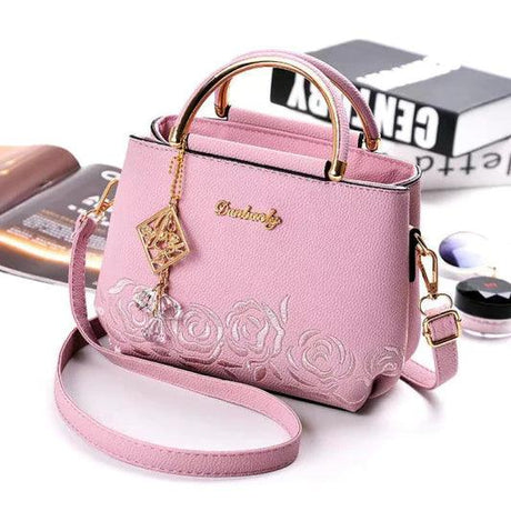 New Design Ladies Rose Embroidery Handbag - Pink - Shop N Save