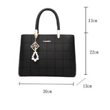 Black Geometric Women's Handbag with Zipper Closure &amp; Double Handle