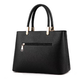 Black Geometric Women's Handbag with Zipper Closure &amp; Double Handle