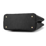 Black Geometric Women's Handbag with Zipper Closure &amp; Double Handle