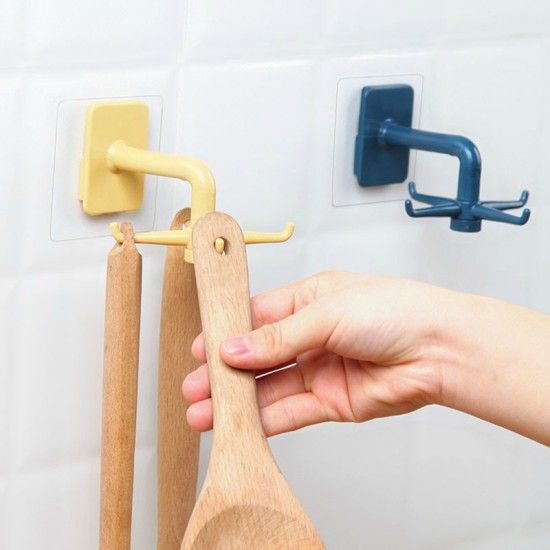 Hole-free Rotating Kitchen Wall Hook - Dark Blue