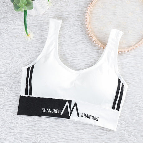 U-Shape Back Borders Sports Women Bra - White - Shop N Save