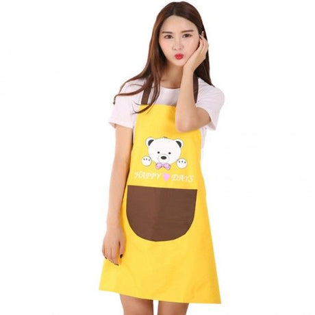 Kitchen Waterproof And Oil Proof Cooking Bib Apron With Pocket (Yellow) - Shop N Save