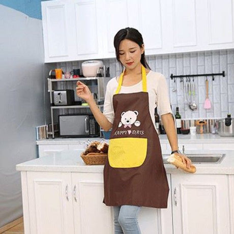 Kitchen Waterproof And Oil Proof Cooking Bib Apron With Pocket (Brown) - Shop N Save
