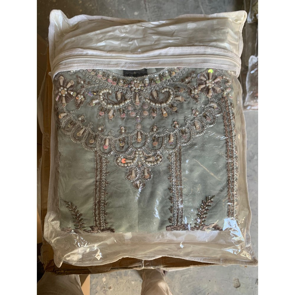 3 Piece Fancy Embroidery Dress - Stylish Light Weight Chiffon Fabric Suit Indian Pakistani Fancy Embroidered Dress For Events Party Outdoor Dress - Light Green