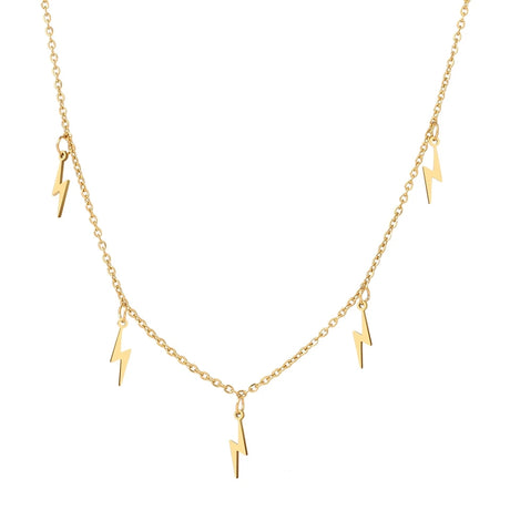 Stainless Steel Lightning Necklace - Gold Silver Multi-Accessory - Shop N Save
