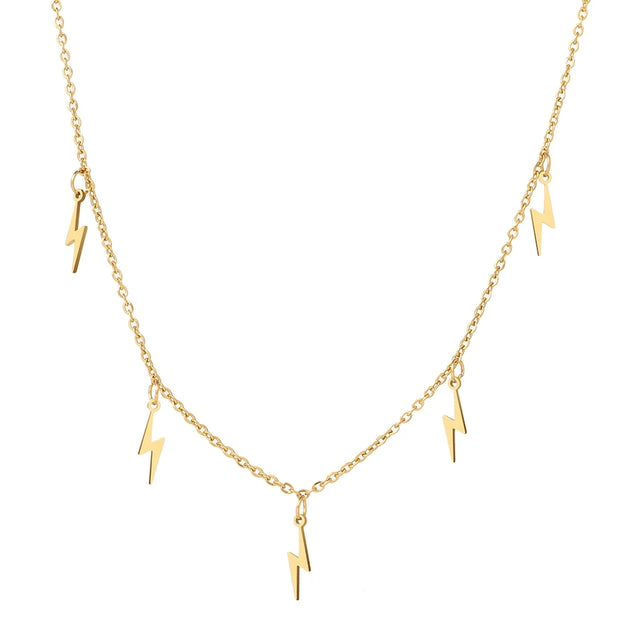 Stainless Steel Lightning Necklace - Gold Silver Multi-Accessory - Shop N Save