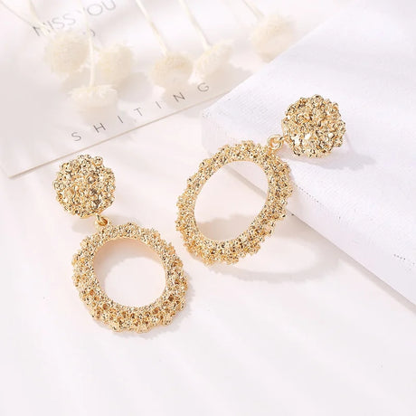 Punk Heavy Metal Geometric Gold Drop Earrings for Women - Shop N Save