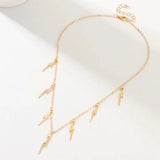 New Lightning Pendant Clavicle Necklace - Yellow Gold