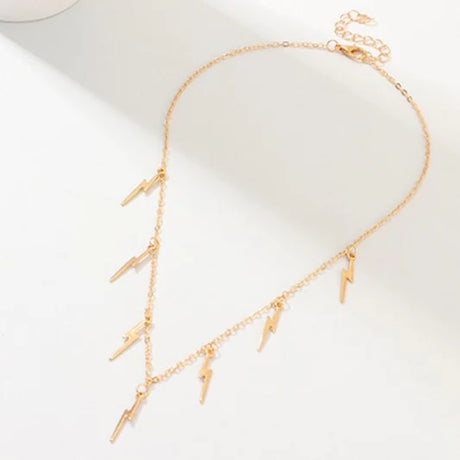 New Lightning Pendant Clavicle Necklace - Yellow Gold