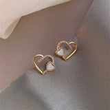 Double Heart Studs: Exquisite Zircon Wedding Earrings for Women - Shop N Save