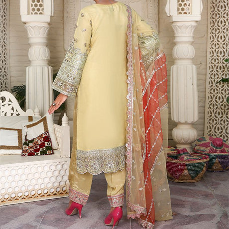 3 Piece Fancy Embroidery Dress - Stylish Light Weight Chiffon Organza Fabric Suit Indian Pakistani Fancy Embroidered Dress For Events Party Outdoor Dress - Green - Shop N Save