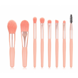 8 Pcs Makeup Brushes Foundation Wooden Handle Soft Hair Makeup Set - Pink