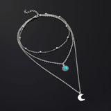 IPARAM Bohemian Crescent Necklace: Vintage Green Stone Pendant for Women - Shop N Save