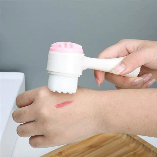 Double Sided Face Clean Wash Brush - White Pink - Shop N Save