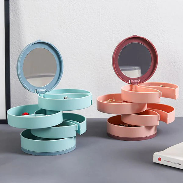 Multi Layer Rotating Jewellery Storage Box - Blue - Shop N Save