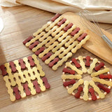 3 Pcs Kitchen Durable Bamboo Insulation Pad Set - Beige - Shop N Save