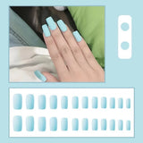 Matte Light Blue Fake Nails: 24 Reusable Long Pieces, Glue-On Decor - Shop N Save
