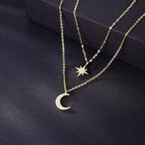 Sterling Golden Star Moon Choker: Layered Necklace for Women &amp; Teens - Shop N Save