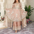 3 Piece Fancy Embroidery Dress - Stylish Light Weight Chiffon Organza Fabric Suit Indian Pakistani Fancy Embroidered Dress For Events Party Outdoor Dress - Dark Pink - Shop N Save