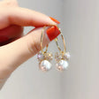 Pearl Dangle Earring: Zircon Bowknot, Wedding Luxury Statement - Shop N Save