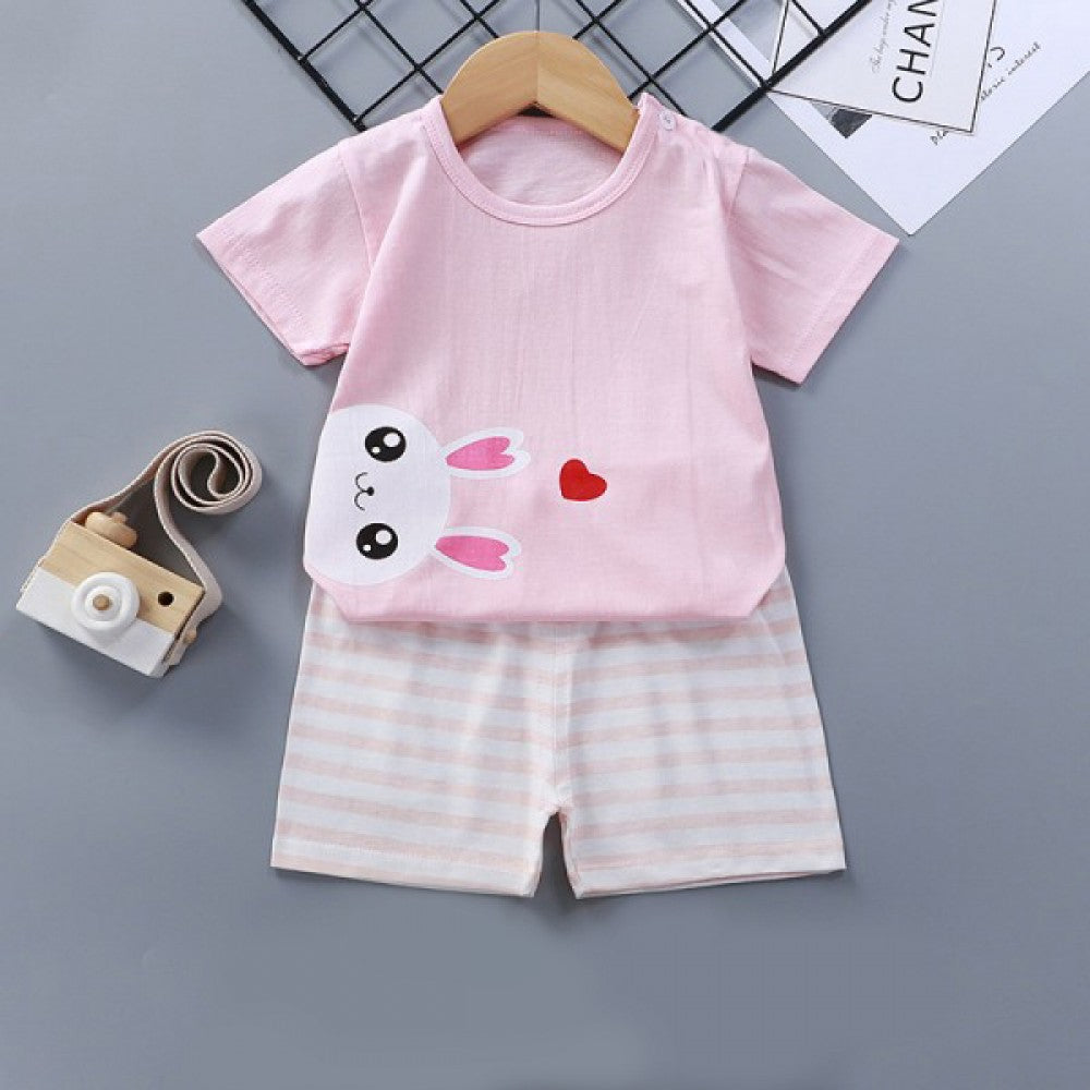 Breathable New Born Short Sleeve Two Piece Cotton Outfit Matching Set - Shop N Save