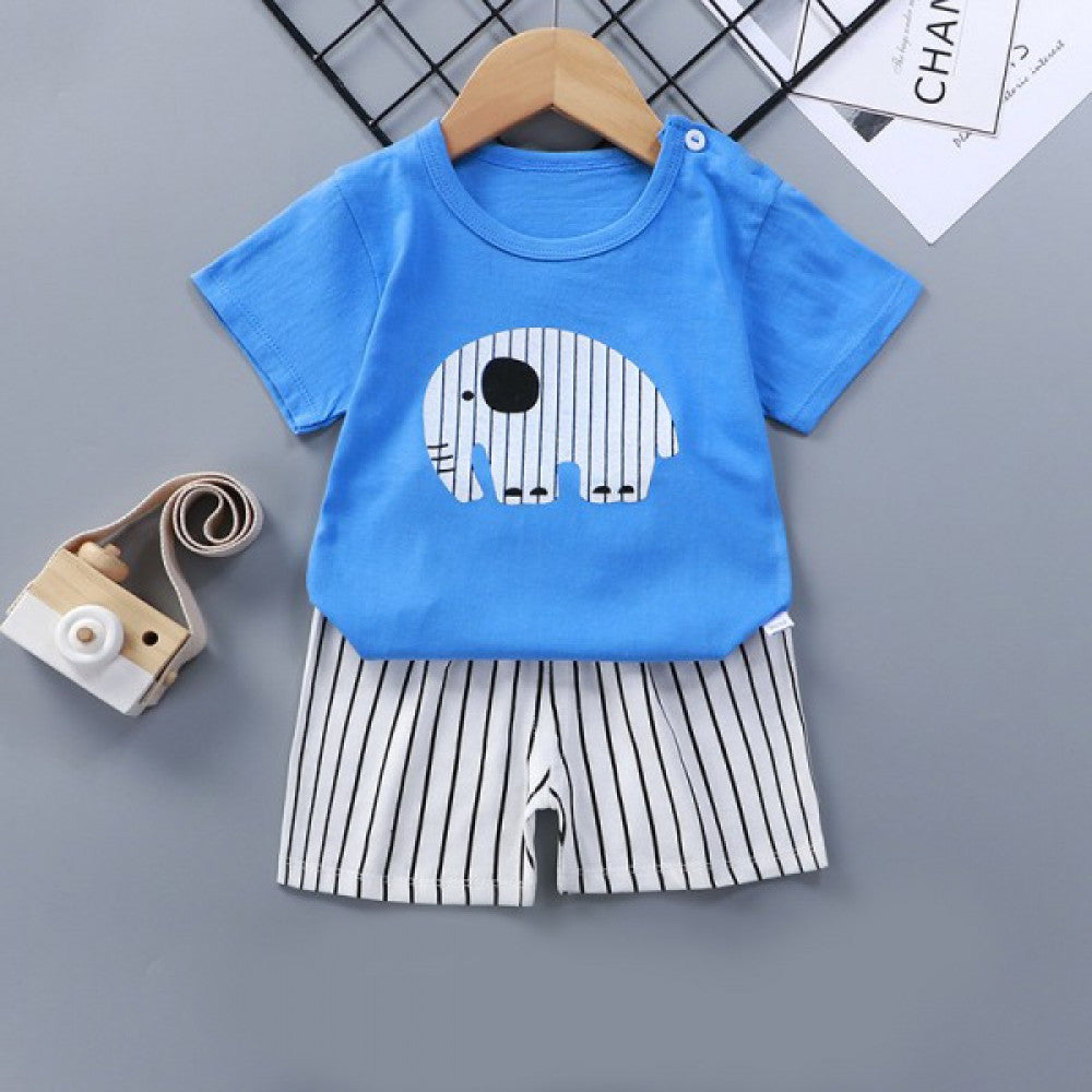Breathable New Born Short Sleeve Two Piece Cotton Outfit Matching Set - Shop N Save