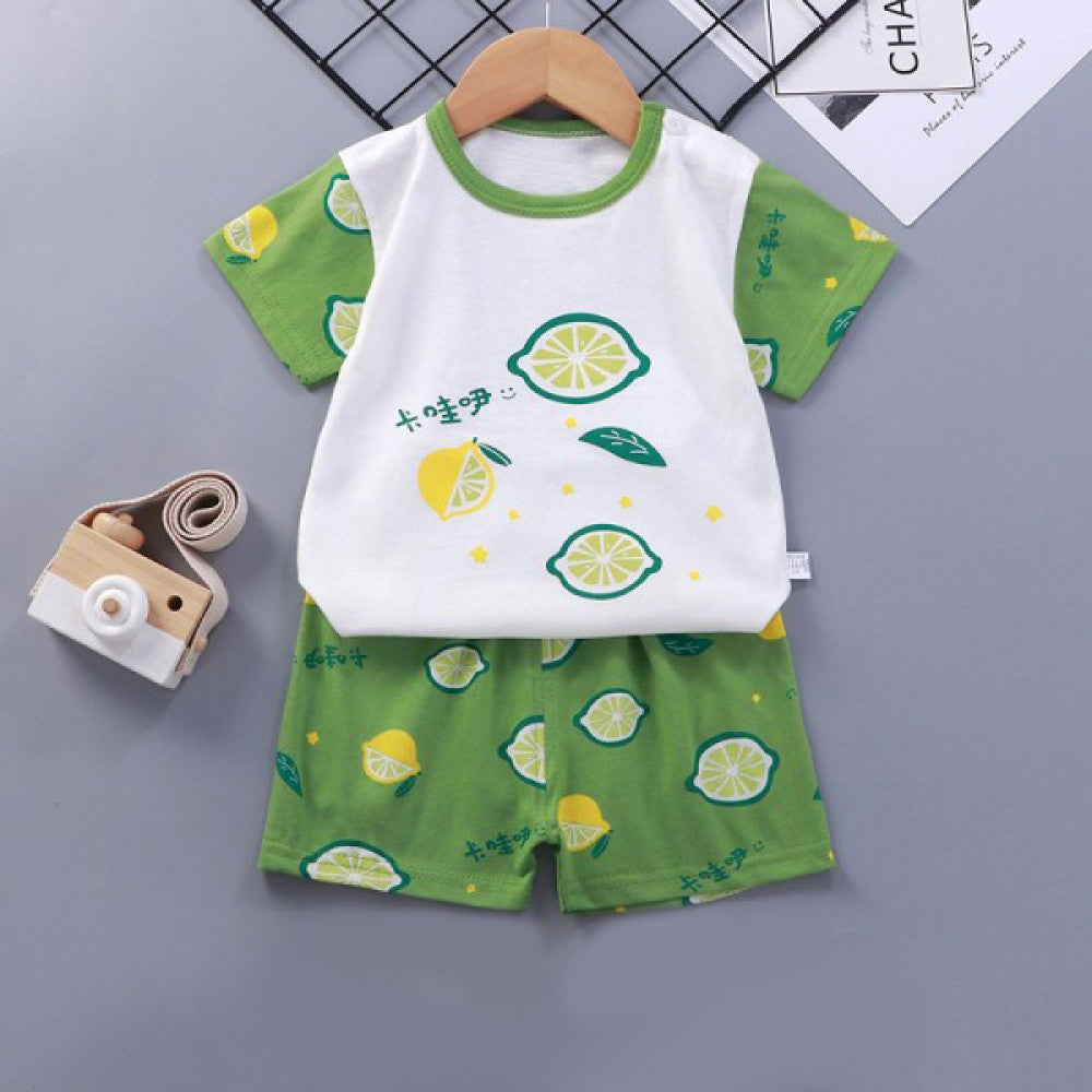 Breathable New Born Short Sleeve Two Piece Cotton Outfit Matching Set - Shop N Save