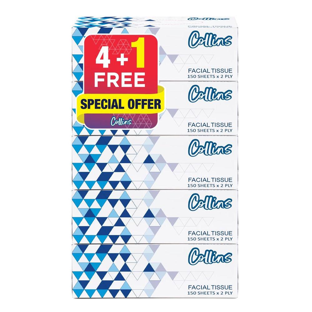 COLLINS Facial Tissue Box 150 Sheets, 2 ply [4 + 1] Pack - Shop N Save