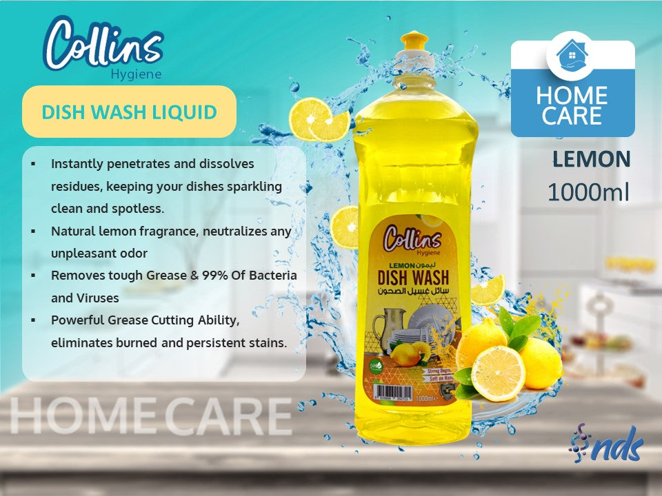Collins Lemon Dish Wash: Powerful Cleaning, Gentle on Hands, 1L [1x3] - Shop N Save