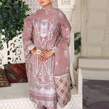 3 Piece Fancy Embroidery Dress - Stylish Light Weight Chiffon Organza Fabric Suit Indian Pakistani Fancy Embroidered Dress For Events Party Outdoor Dress - Dark Pink - Shop N Save
