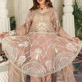 3 Piece Fancy Embroidery Dress - Stylish Light Weight Chiffon Organza Fabric Suit Indian Pakistani Fancy Embroidered Dress For Events Party Outdoor Dress - Dark Pink - Shop N Save