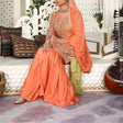 3 Piece Fancy Embroidery Dress - Stylish Light Weight Chiffon Organza Fabric Suit Indian Pakistani Fancy Embroidered Dress For Events Party Outdoor Dress - Orange - Shop N Save