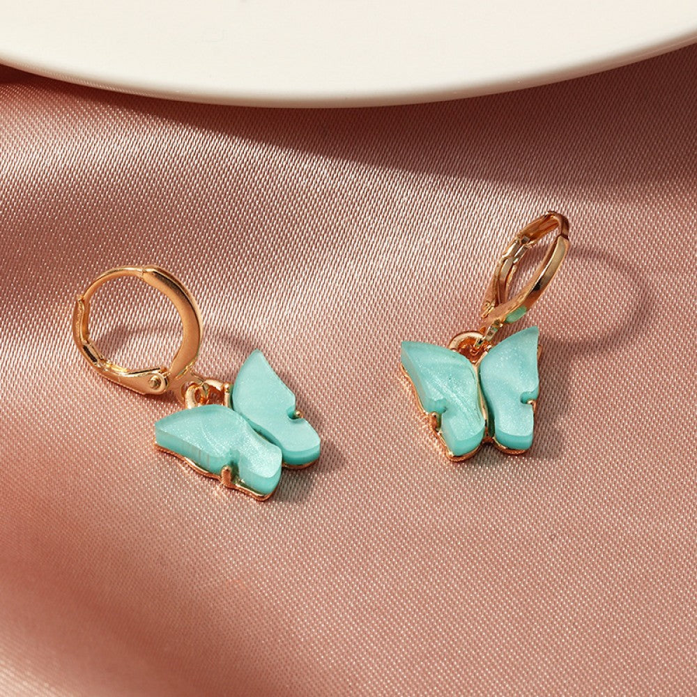 Fashion Acrylic Butterfly Earrings Small - Light Green