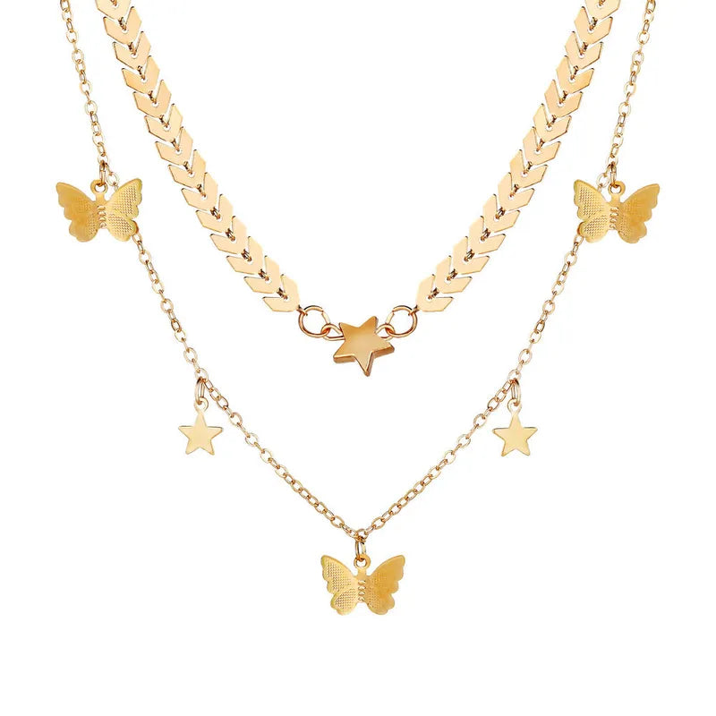 Star &amp; Butterfly Layered Necklaces: Fashion Alloy for Women's - Shop N Save