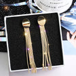 Chain Tassel Gold Plated Earrings - Golden - Shop N Save