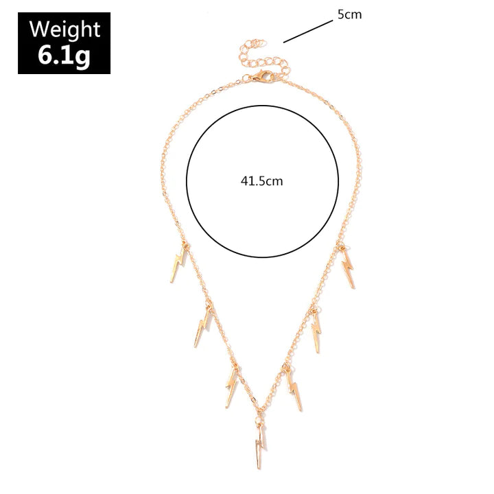 New Lightning Pendant Clavicle Necklace - Yellow Gold