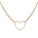 Hollow Heart-Shaped Heart Short Chain Necklace Golden