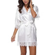 Woman Sleepwear Satin Robe Lace Dress - White - Shop N Save