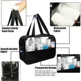 Black Leather Travel Bag: Stylish Organizer for Cosmetics, Accessories, Toiletries - Shop N Save