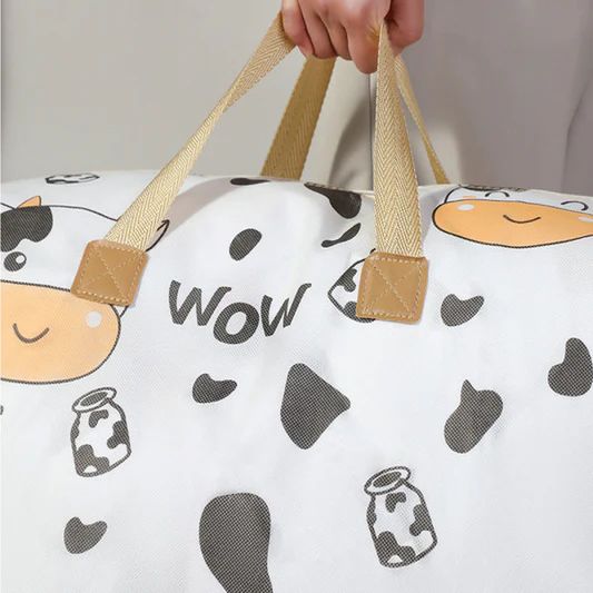 Large Travel Bag: Comforter &amp; Pillow Storage, Moisture-Proof Canvas - 50x38cm White - Shop N Save
