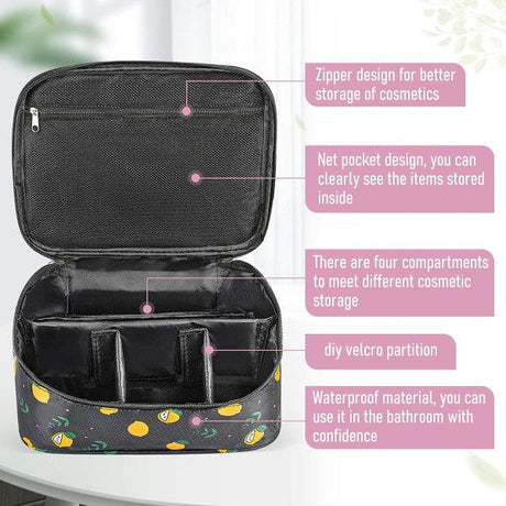 Stylish Black Mini Travel Bag: Zipper Closure, Cosmetics Organizer - Shop N Save