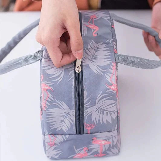 Flamingo Print Lunch Bag: Insulated, Double Handle, Stylish for Travel