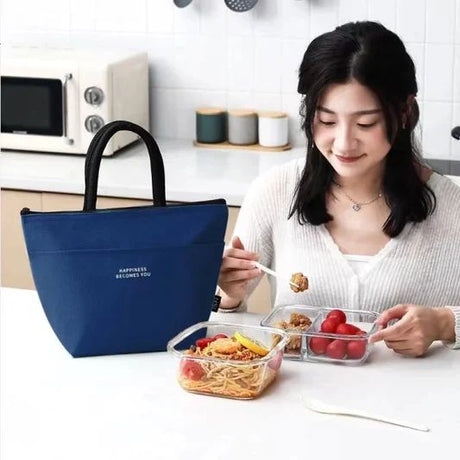 Insulated Oxford Lunch Bag: Double Handle, Lightweight, Letters Print - Shop N Save