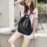 Premium Leather Backpack: Stylish, Large Capacity, Zip Closure - Shop N Save