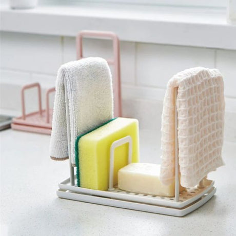 Kitchen Storage Rack Bathroom Soap Holder Sink Desktop - White