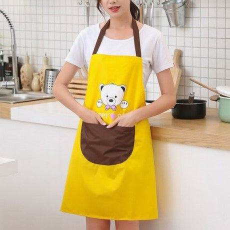 Kitchen Waterproof And Oil Proof Cooking Bib Apron With Pocket (Yellow) - Shop N Save