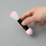 Make Up Brush Professional Two Head Nylon Makeup Brushes With Sponge - Pink