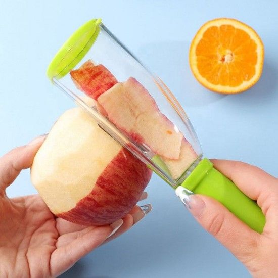 Multi Functional cutter With Storage Tube Peeler - green