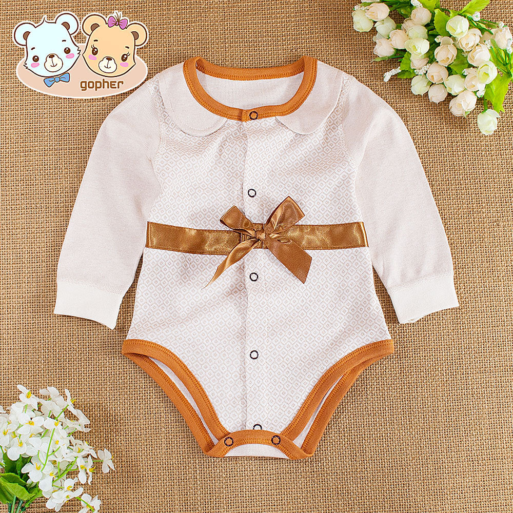 Long-Sleeved Pure Color Cotton Newborn Romper Jumpsuit - Shop N Save